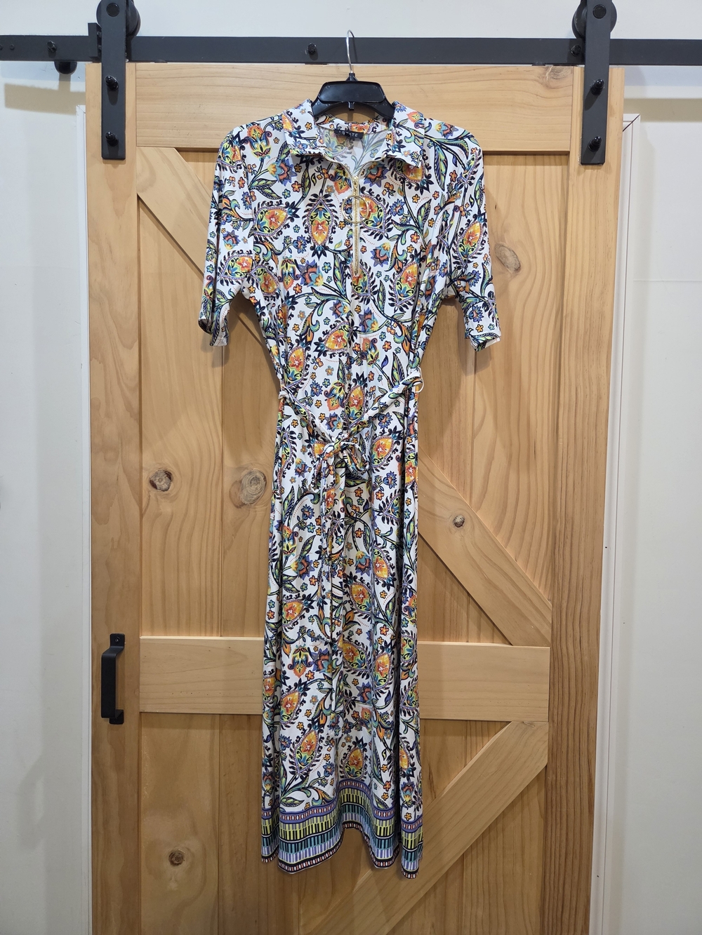 NWOT | 1. State Floral Statement Zipper Dress with Tie Waist | Large